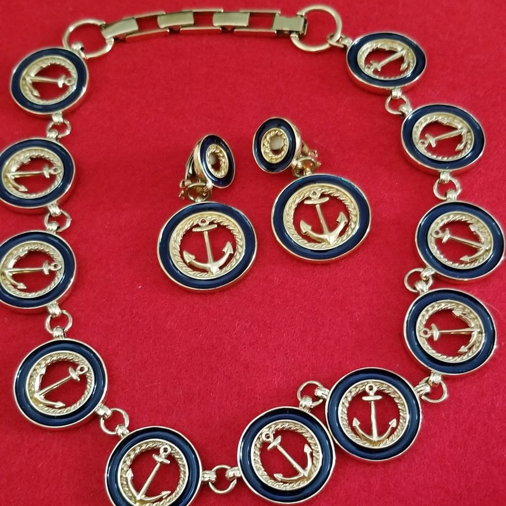 Nautical neckpiece and matching earrings